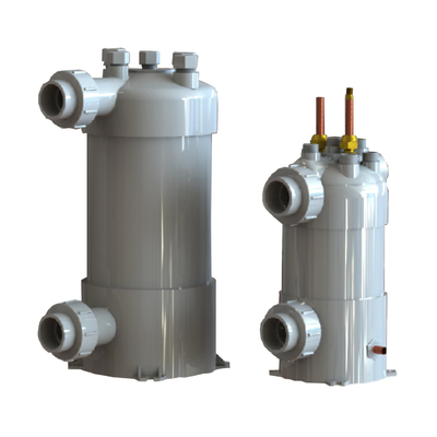 Scambiatore di calore tubulare in PVC e conchiglia in titanio per applicazioni di riscaldamento e raffreddamento